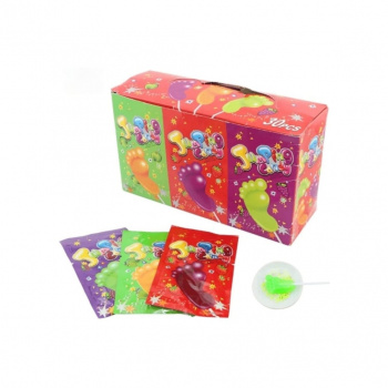 Конфета арт. 500023 Леденец на палочке "Пятка" и шипучка вкусы микс 12 г 30 шт. в кор.*