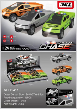 Машина инерц. арт. T2411 Полиция Тесла цвета микс (6 шт.) шоубокс)