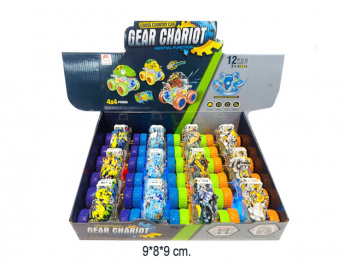 Машина инерц. арт. 909-502 Перевертыш Дино шестеренки, свет (12 шт.) шоубокс•