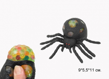 Мяч жид. арт. 81412 Паук черный с головой, шарики в пак.= Мяч жид. арт. 81412 Паук черный с головой, шарики в пак.=
