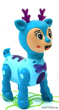 Олень арт. YBJ-766-4 На веревочке на батар. свет, звук в пак._