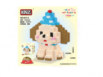 Конструктор арт. 8313-802-805 Микро Собака в синей шапочке 590 дет. в кор.|