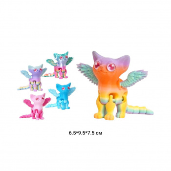 Фигурка 3Д арт. 1405-209-805 Кот-ангел с крыльями светлый градиент подвижная в пак.