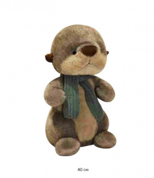 им Выдра арт. 07244-209 Серая в вязанном шарфе 40 см в пак.