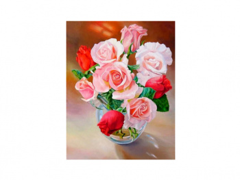 Картина по номерам арт. RAS20748 Букет роз в вазе 20*30 в кор.