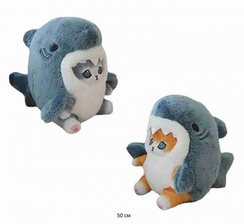 им Кошка арт. YE230815-2 Цвета микс в костюме акулы 50 см в пак.)