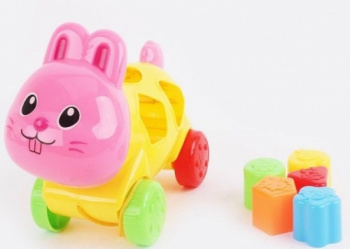 Каталка-сортер арт. 9202 Зайка на веревке /сетка/21,5*11,5*16