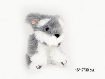 им Собака арт. 52007-209 Шнауцер мохнатый серо-белый лежит 30 см в пак.