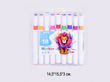 кц_Маркеры арт. YL245108-18 Двусторонние 18 шт. "Лев" в пласт. кор.