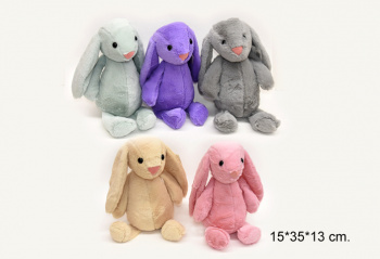 им Зайка арт. YE90815-15/905-21/90526-8 Вислоухий норковый розовый нос цвета микс 35 см в пак.)