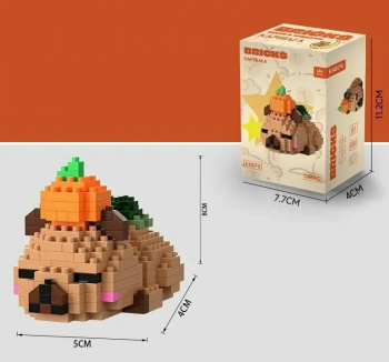 Конструктор арт. E3075-805 Микро Капибара в шапке-апельсине 208 дет. в кор.