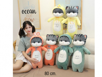 им Обнимашка арт. 90421-12/230202-14/90529-6 Кошка в комбинезоне цвета микс 80 см в пак.)