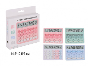 кц_Калькулятор настольный арт. QS-9189 12 разрядов, питание от батареек, цвета микс