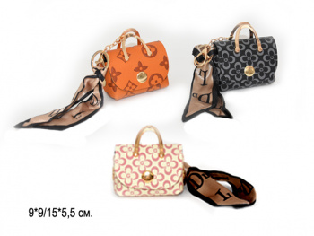 Брелок-подвеска арт. 209504 Сумка с металлическими ручками 9*9 см цвета микс в пак.