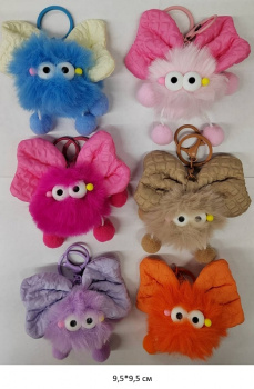 им Шарик арт. 805229/408-209 Глазастик с бантом цвета микс брелок в пак.