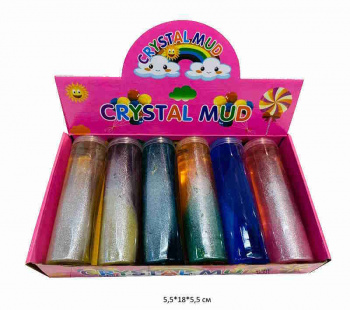 Лизун арт. RF-219 Прозрачный цвета микс перламутр колба (6 шт.) шоубокс•