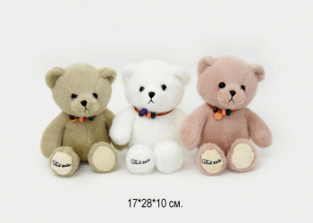 им Медведь арт. 4044/26/606802/920/20 Пушистый с бусами цвета микс в пак.