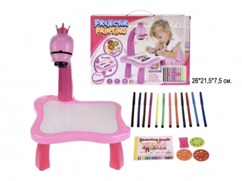 Столик развив. арт. 6776 С цветком-проектором, 12 фломастеров, 24 проекции в кор.=