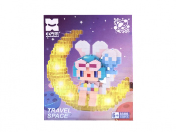 Конструктор арт. 85801-802 Микро Зайка в очках на луне 720 дет. в кор.