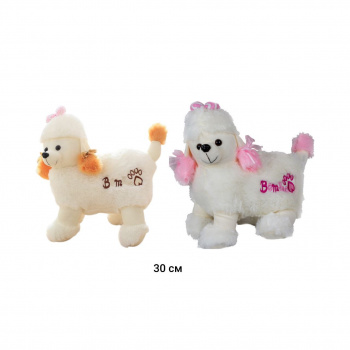 им Собака арт. YE90907-8 Пудель пушистый с бантиками на ушах 30 см в пак.)