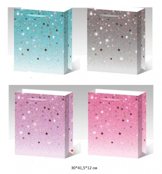 Пакет подарочный арт. 111-2/1801-2 "Звездопад" цвета микс 30*41,5*12 см_