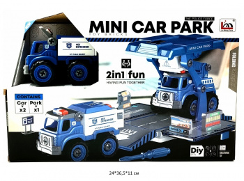 Машина констр. арт. LM9028-1 Полиция Набор "Мини парковка" с отверткой в кор._