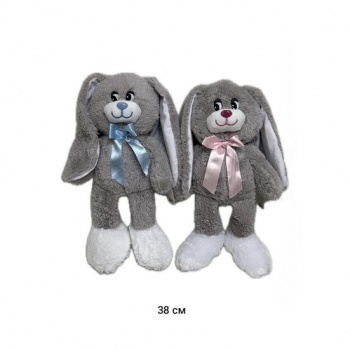 им Зайка арт. 30156/38 Серый вислоухий с белыми лапами 38 см в пак.