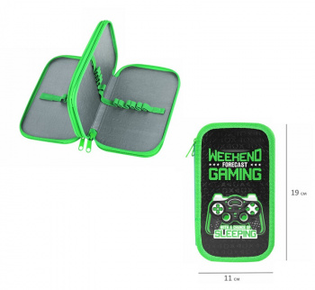 кс_Пенал арт. 272294 ЮНЛАНДИЯ 2 отделения ламинированный картон, конгрев 19х11см "Gaming"