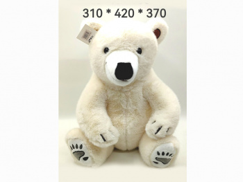 им Медведь арт. 789-10-45 Сидит белый с черными следами 42 см в пак._