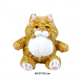 им Кошка арт. DYB-2026-8-2 Рыжая полосатая сонная усатая 44 см в пак._