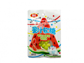 Конфета арт. 081405-2 Жевательные бобы "Арбуз" 35 г 20 шт. в прозрачной кор.'